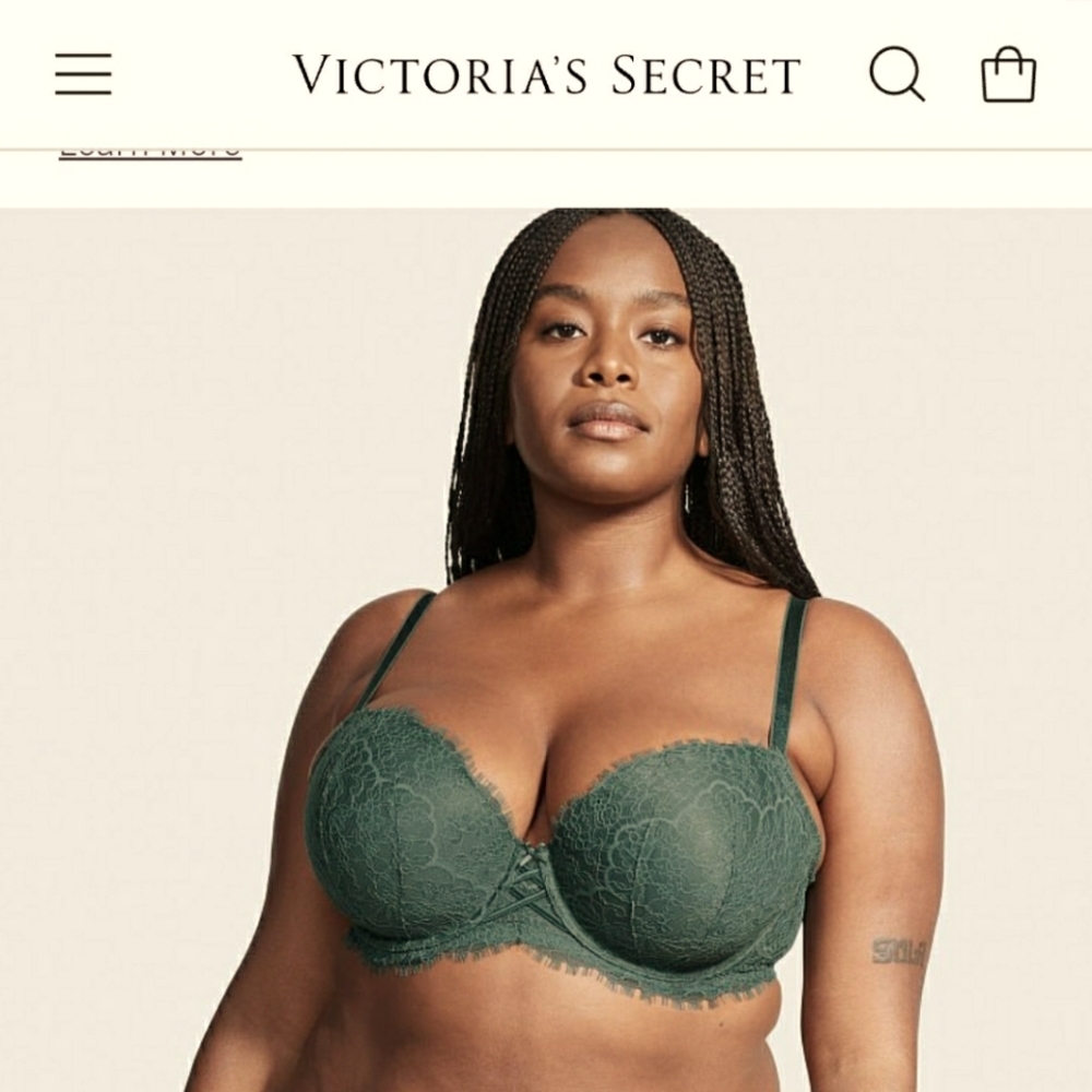 PRICE DROP!! NWOT / Lightly-Lined Lace Demi Bra w/ Lace-Up Detail/ 40D/ Jade